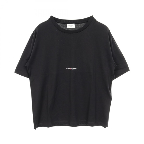 SAINT LAURENT PARIS Mini Logo T-shirt 460876YB2DQ1000S cotton Black #S NEW Women