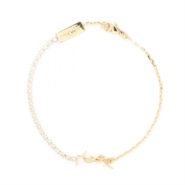 SAINT LAURENT PARIS Cassandra Bracelet Gold Plated Rhinestone NEW Women A