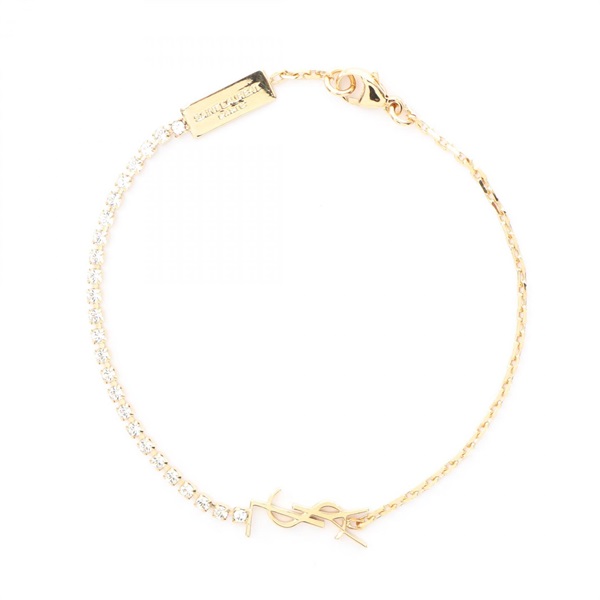 SAINT LAURENT PARIS Cassandra Bracelet Gold Plated Rhinestone NEW Women A