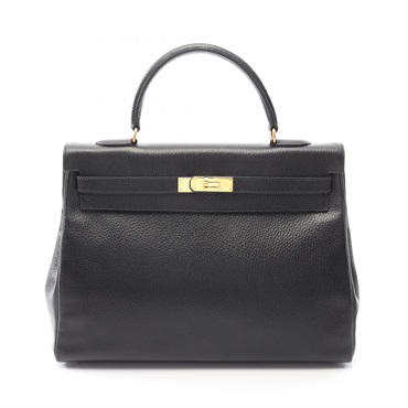 HERMES Kelly 35 Shoulder Handbag Ardennes leather Black Used Women GHW Y