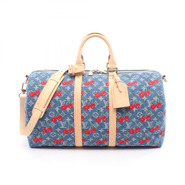 LOUIS VUITTON  × Takashi Murakami Keepall Bandouliere 45 Handbag denim leather