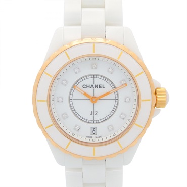 CHANEL J12 11P Diamond Wrist Watch H2180 Quartz 18KPG Gold ceramic Used mens