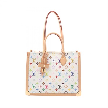 LOUIS VUITTON Takashi Murakami OnTheGo Trunk MM Shoulder Tote Bag M13079 blanc