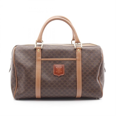 CELINE Macadam Tote Handbag PVC coated canvas leather Brown Beige Used Women