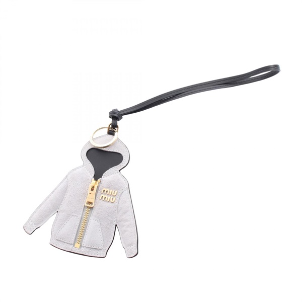 Miu Miu MIU HOODIE charm 5TL5302CUJF0031 leather Gray Black NEW Women