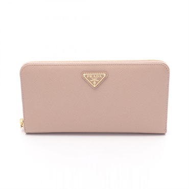 PRADA SAFFIANO TRIANG Around zip long wallet 1ML506QHHF0236 leather Beige