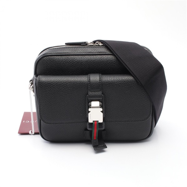 GUCCI Web stripe Shoulder Bag 816751AAEF61042 leather Black NEW mens crossbody