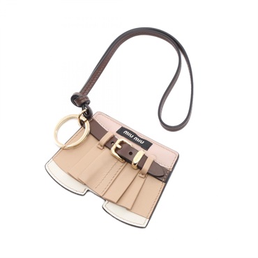 Miu Miu trick key ring 5TL5312CUKF0065 leather Beige Brown Multicolor NEW Women