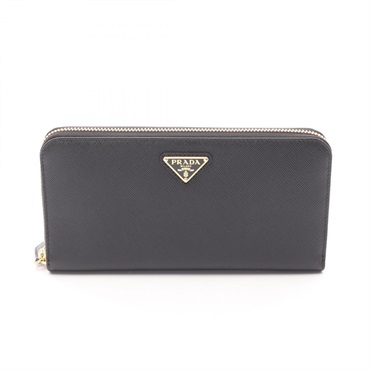 PRADA SAFFIANO TRIANG Around long wallet purse 1ML506QHHF0002 Saffiano black
