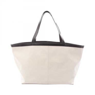 BOTTEGA VENETA Large Flip Flop Tote Bag 754915 canvas leather White Brown Used