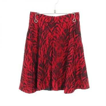 SAINT LAURENT PARIS skirt 403918 Rayon Nylon Red Black #F34 Used Women SLP