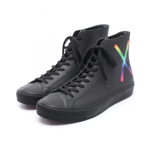 LOUIS VUITTON Tattoo line high-top sneakers shoes leather Black Used mens #7 1/2