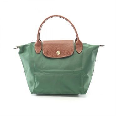 Longchamp Le Pliage S Tote Bag L1621089P95 canvas leather Green Brown NEW Women