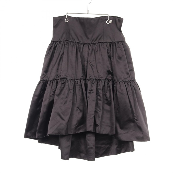 CHANEL skirt P64075 silk Black Used Women #44 CC COCO