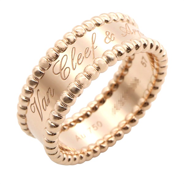 Van Cleef & Arpels Perlee Senior Chute Ring 18KRG Pink Rose Gold Used #57 Size 8