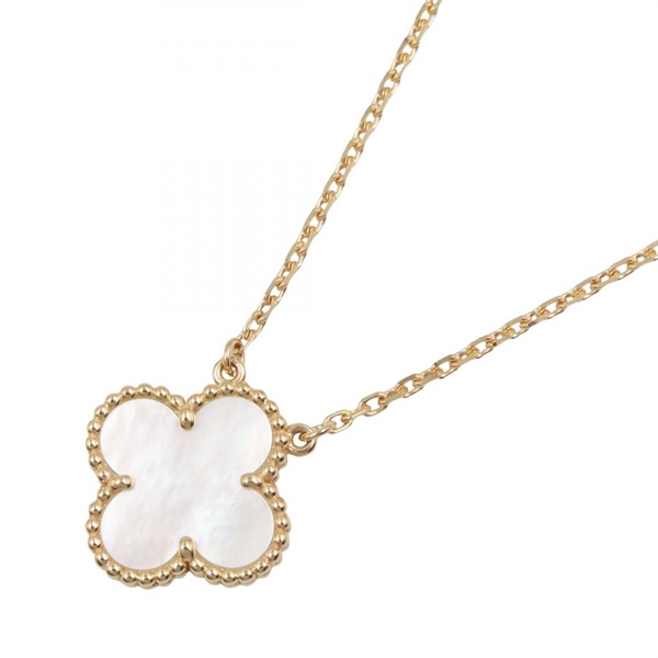 Van Cleef & Arpels Vintage Alhambra Mother of Pearl Necklace 37~41.5cm 18KYG