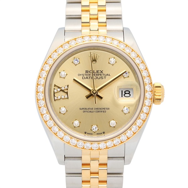 ROLEX Datejust 28 Diamond Wrist Watch 279383RBR Automatic 18KYG Gold SS women