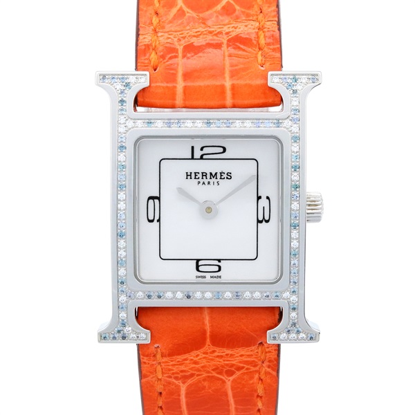 HERMES H watch Diamond Wrist Watch HH1.237 Quartz Stainless Steel leather Used