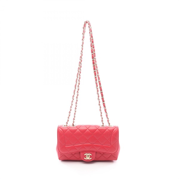CHANEL Matelasse Chain Shoulder Bag A93936 Lambskin Red GHW Used Women CC