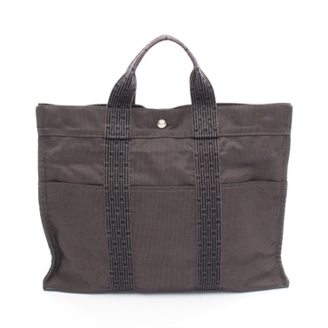 HERMES Herline MM Tote Bag canvas Nylon canvas Gray Used SHW unisex