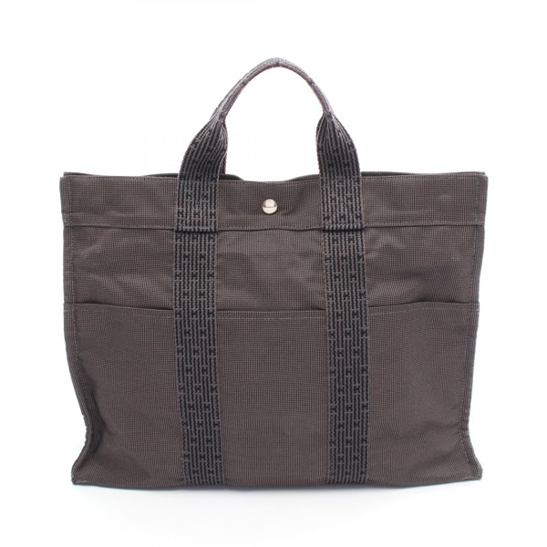 HERMES Herline MM Tote Bag canvas Nylon canvas Gray Used SHW unisex