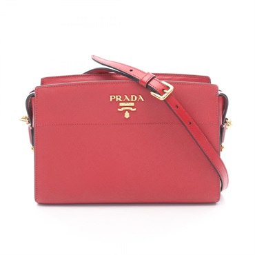 PRADA SAFFIANO SOFT C Shoulder Bag 1BH104 leather Red Used Women
