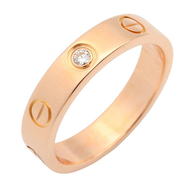 CARTIER mini love 1PD Diamond Ring 18KRG Pink Rose Gold Used Women #49 Size 4.75