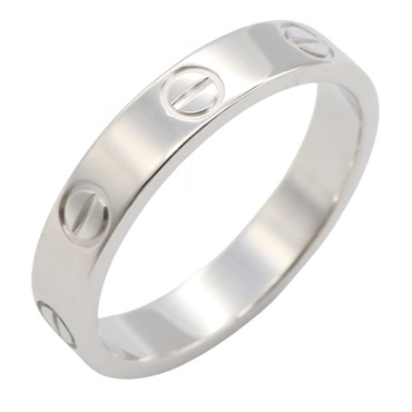 CARTIER Mini Love Ring 18KWG White Gold Used Unisex #53 Size 6.25