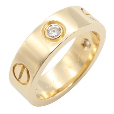 CARTIER Love 3PD Diamond Ring 18KYG Yellow Gold Used Women #49 Size 4.75