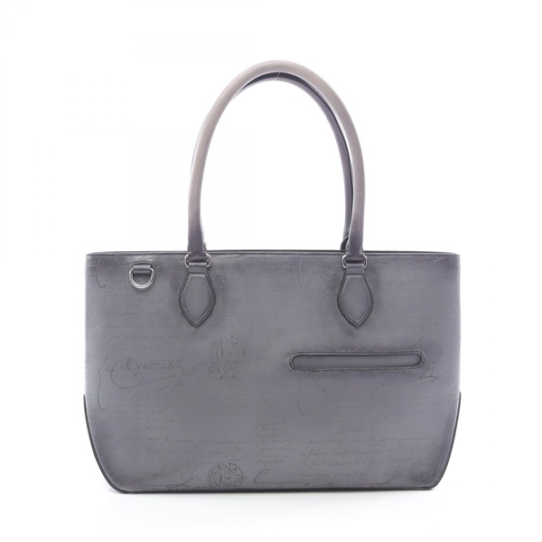Berluti Toujours Mini Calligraphy Shoulder Hand Tote Bag leather Gray Used mens