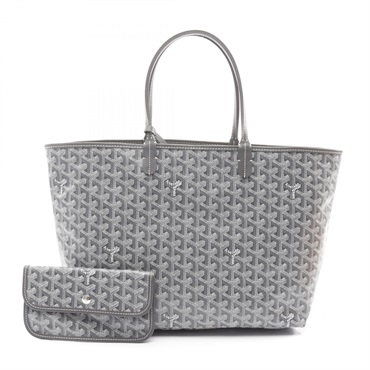 GOYARD Saint Louis PM Tote shoulder Bag canvas leather Gray White Used Women