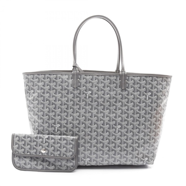 GOYARD Saint Louis PM Tote shoulder Bag canvas leather Gray White Used Women