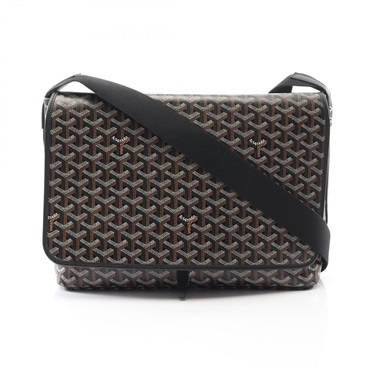 GOYARD Capecian MM Shoulder messenger crossbody Bag canvas leather Black Used