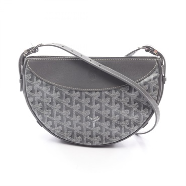 GOYARD Hirondelle Shoulder Bag canvas leather Gray White Used Women