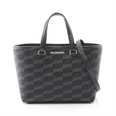 BALENCIAGA Signature Small Shopper tote shoulder crossbody Handbag 702699 canvas