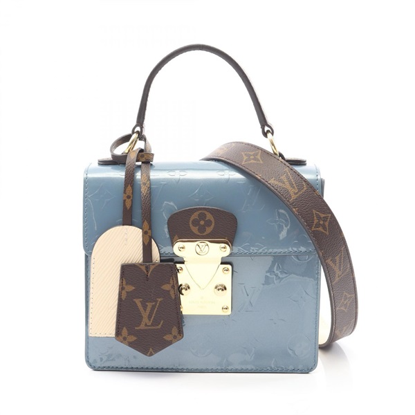 LOUIS VUITTON Spring Street PM shoulder Handbag M90373 Vernis canvas Blue white