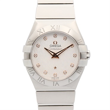 OMEGA Constellation Brush 12P Diamond Wrist Watch 123.10.27. Quartz SS NEW Women
