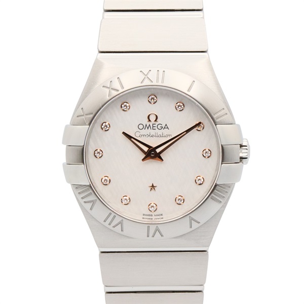 OMEGA Constellation Brush 12P Diamond Wrist Watch 123.10.27. Quartz SS NEW Women