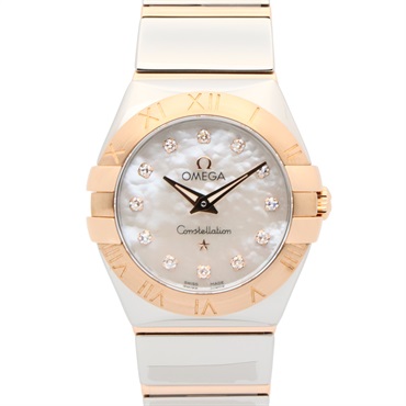 OMEGA Constellation Polished 12P Diamond Wrist Watch Quartz 18KPG SS NEW women