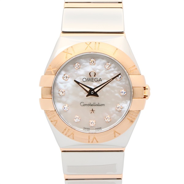 OMEGA Constellation Polished 12P Diamond Wrist Watch Quartz 18KPG SS NEW women