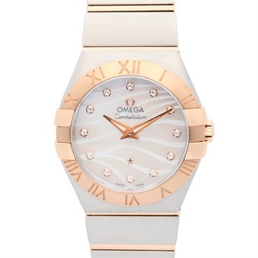 OMEGA Constellation Plume 12P Diamond Wrist Watch Quartz 18KPG Pink Rose Gold SS
