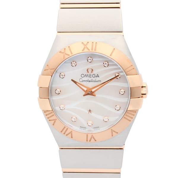 OMEGA Constellation Plume 12P Diamond Wrist Watch Quartz 18KPG Pink Rose Gold SS
