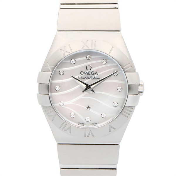 OMEGA Constellation Plume 12P Diamond Wrist Watch Quartz SS NEW Women
