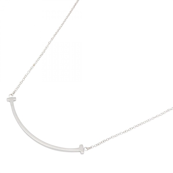 TIFFANY＆CO T Smile Small Necklace 40.5~45cm 18KWG White Gold Used Unisex