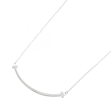 TIFFANY＆CO T Smile Small Necklace 43.5~48.5cm 18KWG White Gold Used