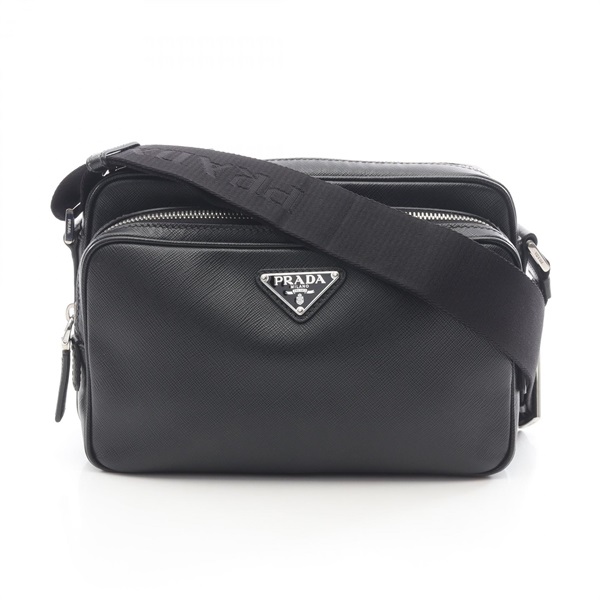 PRADA SAFFIANO TRAVEL Crossbody Shoulder Bag leather Black Used mens