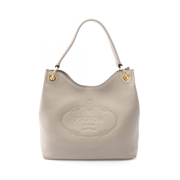 PRADA VITTELO PHENIX Shoulder Bag embossed logo 1BC051 leather Beige Used Women