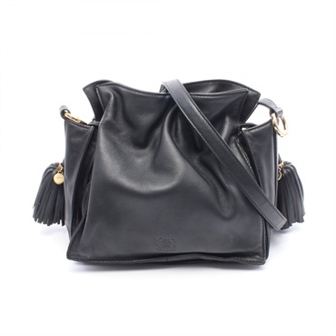 LOEWE flamenco Shoulder crossbody Bag nappa leather Black Used Women