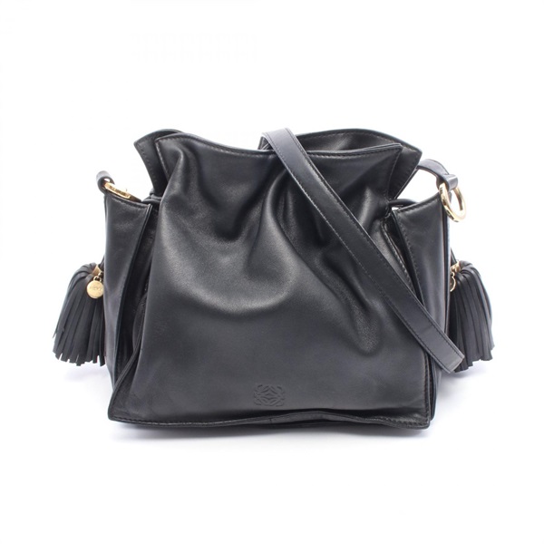 LOEWE flamenco Shoulder crossbody Bag nappa leather Black Used Women