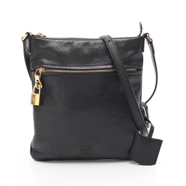 LOEWE anagram Shoulder crossbody Bag leather Black Used Women